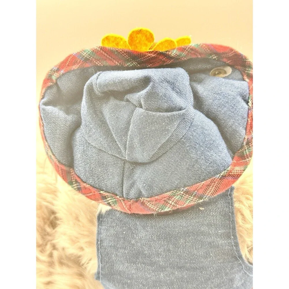 Pickford Bears Blossom The Brass Button Bear Sunflower Plaid Denim Vintage Plush
